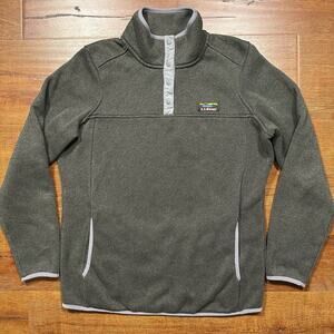 LL Bean Snap T Sweater Womens M Gray Pullover Sweatshirt Layer Outdoor Nature